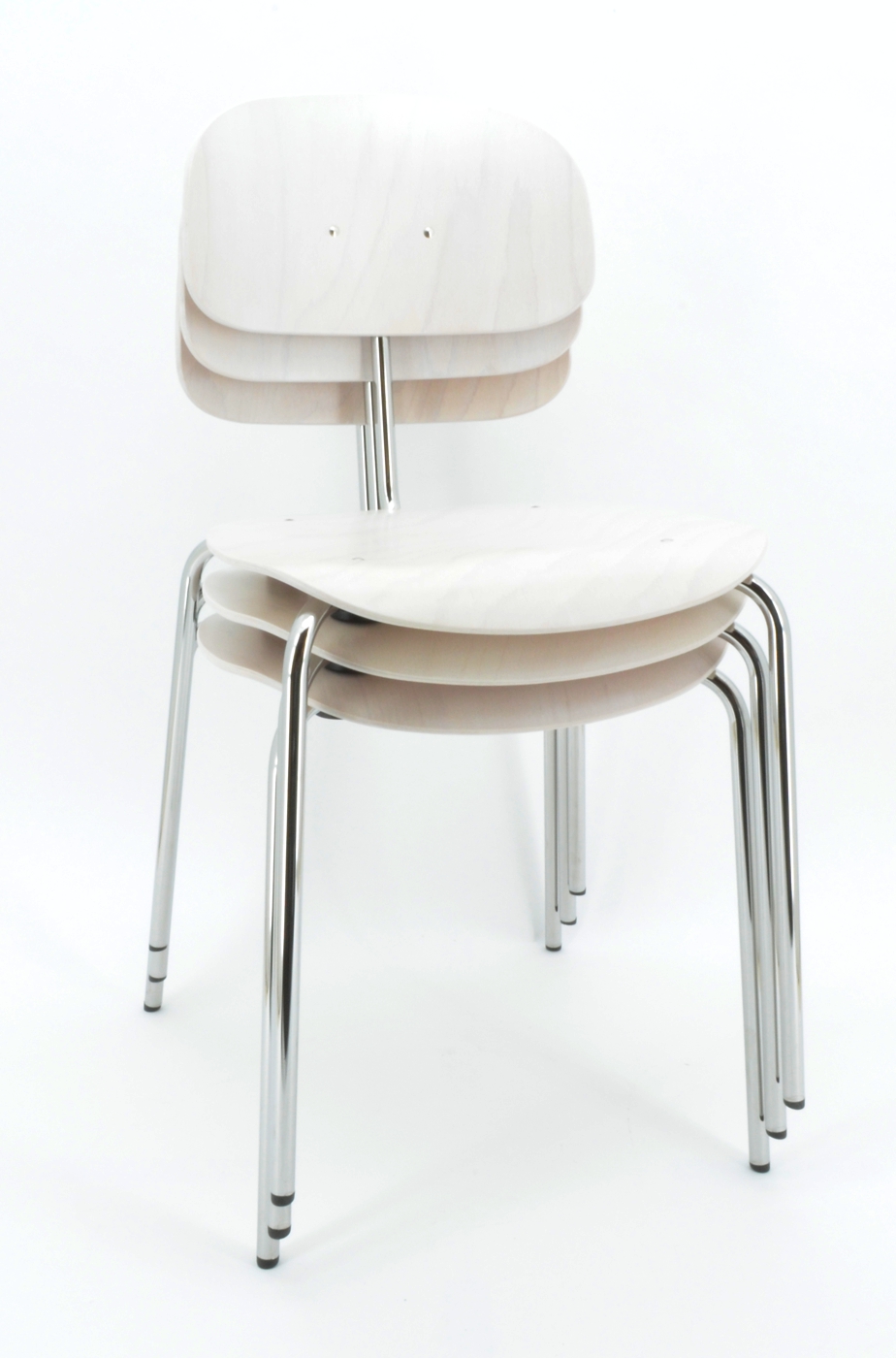 Stahlrohrstuhl Modell 118 - weiß, Buche gebeizt - Kleinkopf