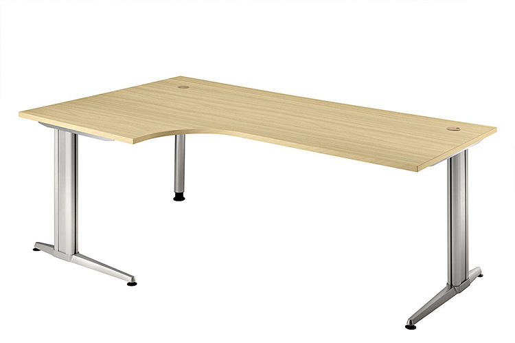 90° Winkel-Schreibtisch 200 cm, Designer-Tischfuß in Aluminium