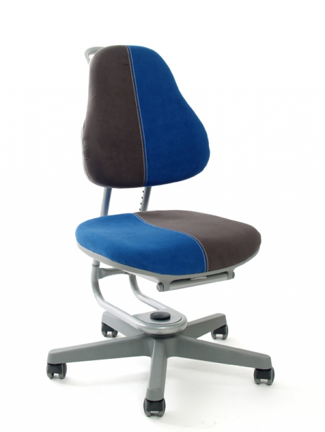 Kinderdrehstuhl BUGGY von Rovo Chair in Micro Blau/Grau, Gestell Silber