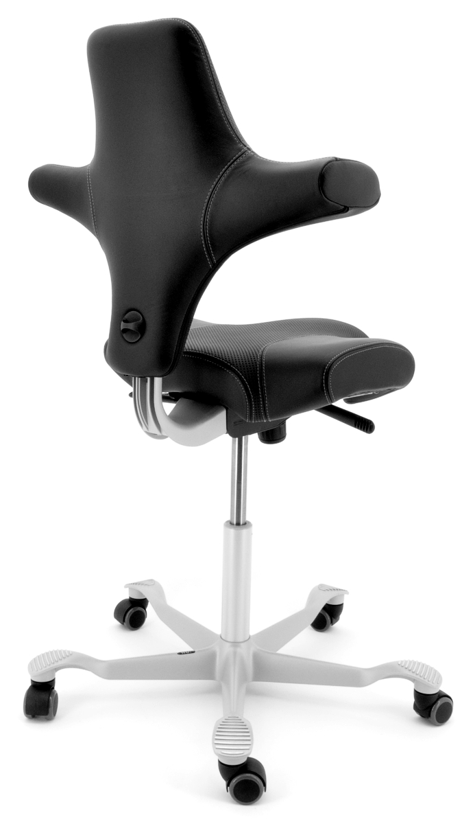 Drehstuhl Capisco 8106 - Elmosoft Leder schwarz, perforiert - HAG