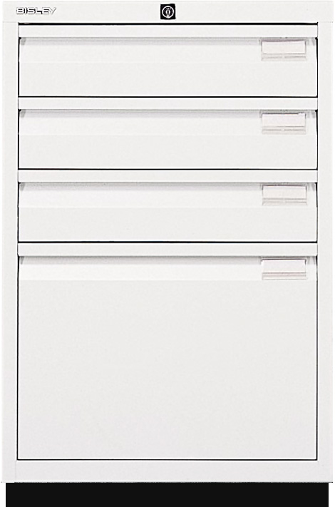Schubladenschrank Serie F, 1 HR-Schublade, 3 Schubladen, Griffleiste