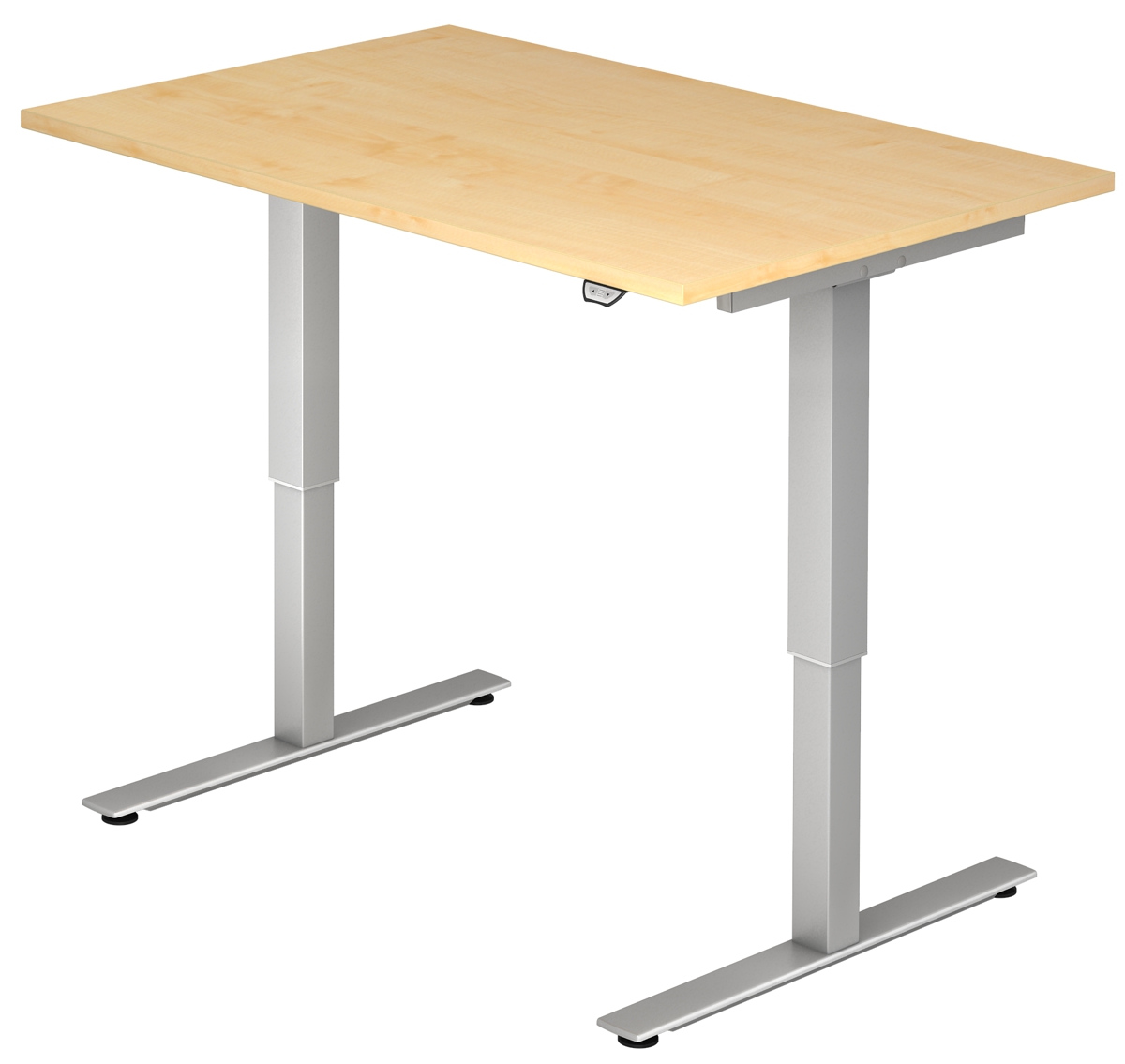 Schreibtisch XMST12, 120 cm, elektrisch höhenverstellbar, T Fuß-Gestell silber