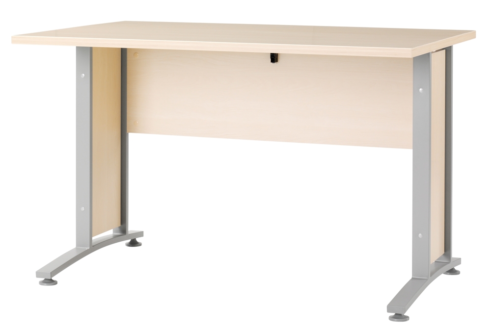 Schreibtischplatte 120 cm - Rechteckplatte mit Frontpaneel, Ahorn (hell)