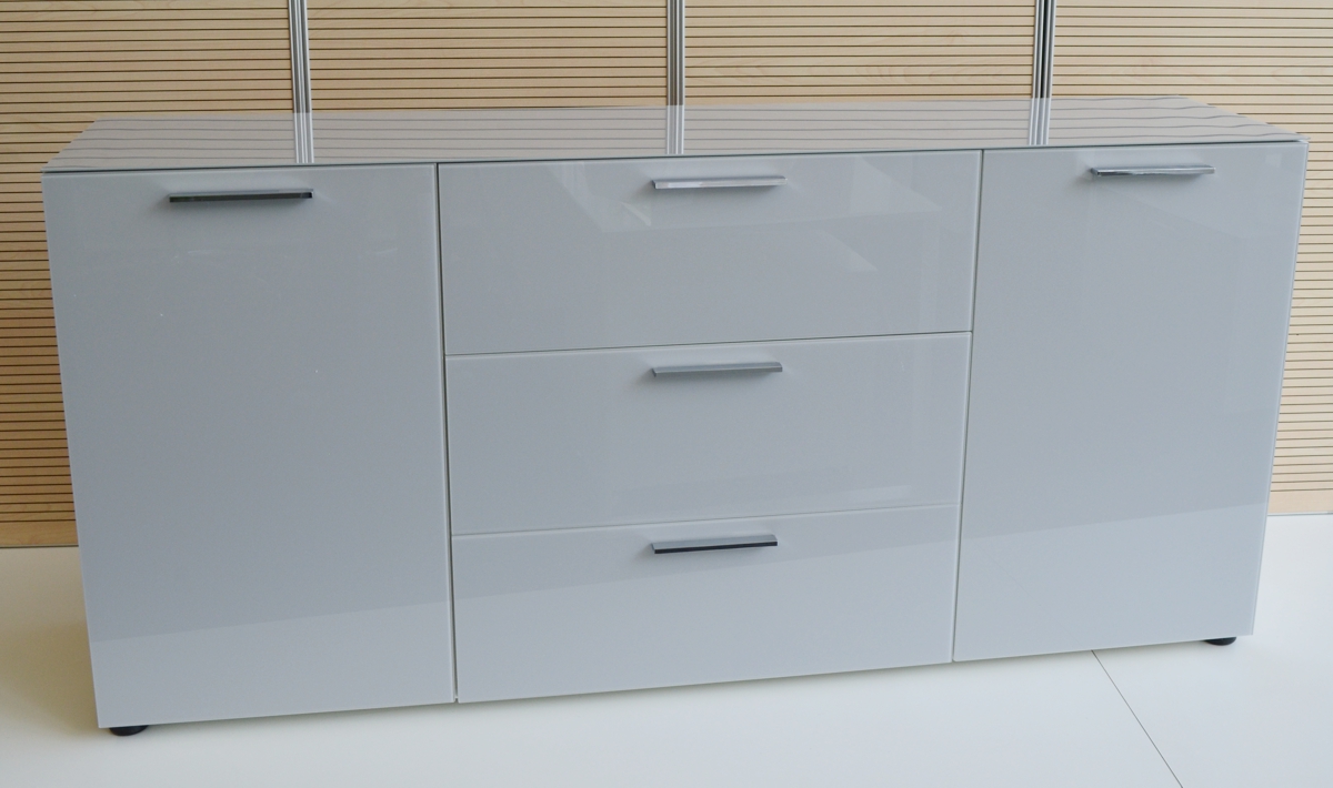 Vetro Sideboard 3 Schübe 2 Türen, hellgrau, Reinhard