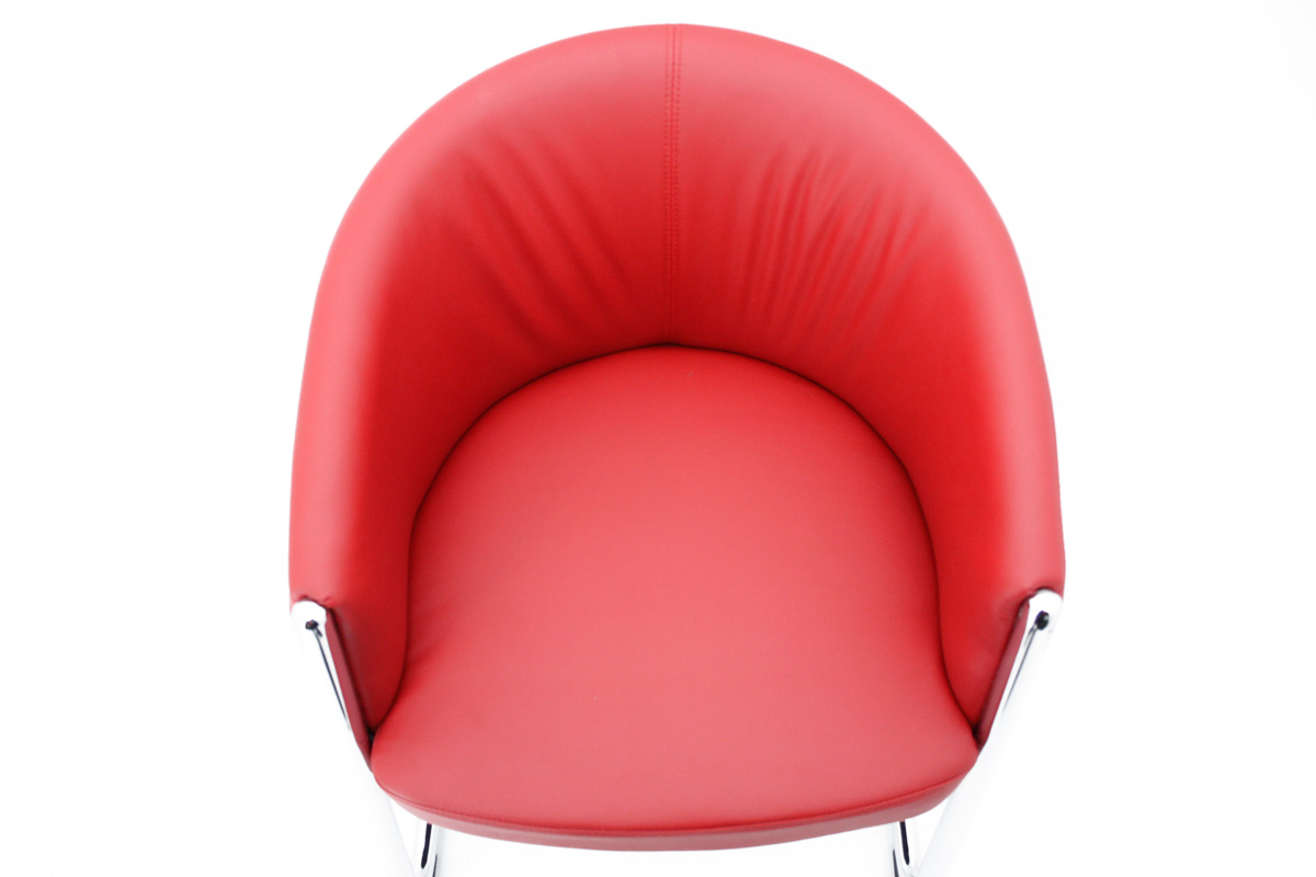 Signatop - Freischwinger - Luna - Sitz und Rücken rot gepolstert - Lederoptik