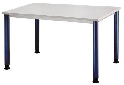 Schreibtisch gerade 120 cm, Tischfüße in Blau