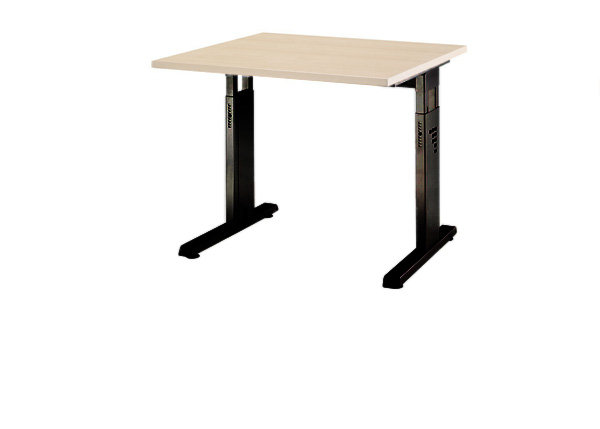 Schreibtisch gerade 80 cm, C-Fuß Gestell in Schwarz
