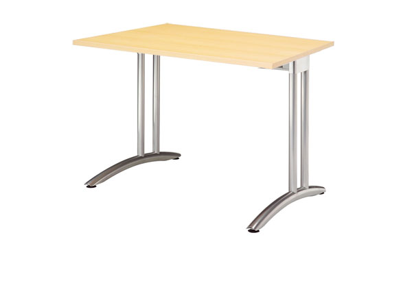 Schreibtisch gerade 80 cm, C-Fuß Gestell in Silber