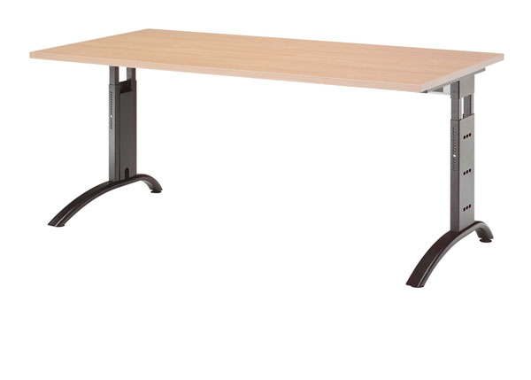 Schreibtisch gerade 160 cm, C-Fuß Gestell in Schwarz