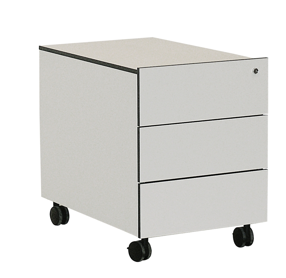 Rollcontainer - 3 Schubkästen - weiss/schwarze Kanten