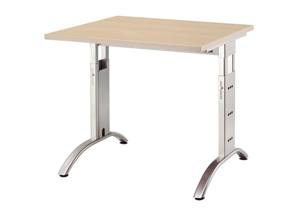 Schreibtisch gerade 80 cm, C-Fuß Gestell in Silber