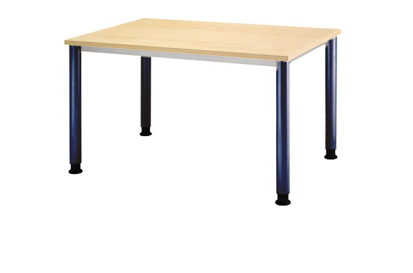 Schreibtisch gerade 120 cm, Tischfüße in Blau