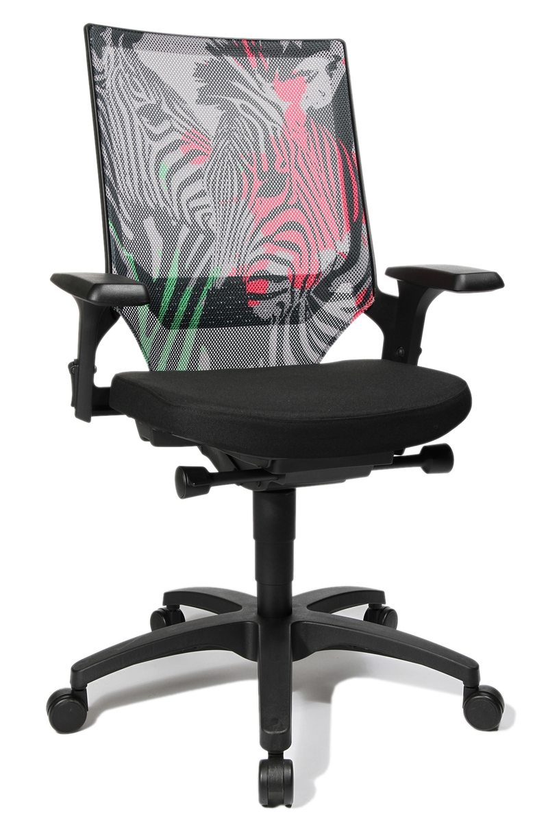 Drehstuhl Autosyncron Urban - schwarz mit Motiv Zebra - Topstar Sonderpreis