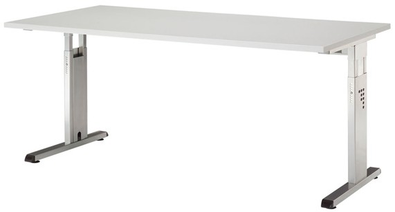 Schreibtisch gerade 160 cm, C-Fuß Gestell in Silber