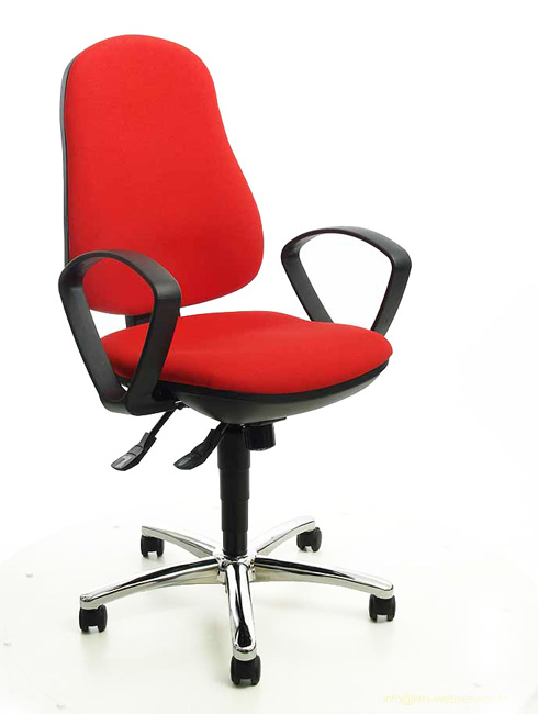 Drehstuhl Synchro Steel mit Armlehnen - rot - Topstar