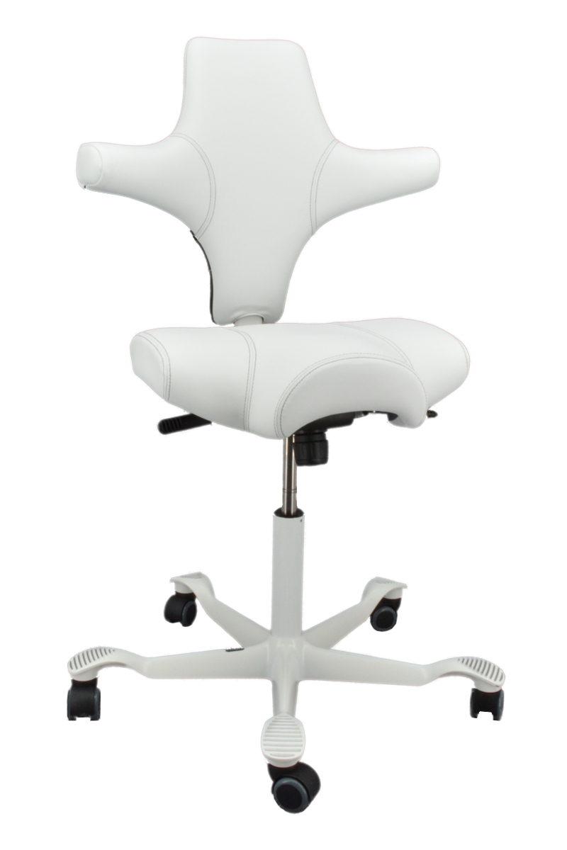 Drehstuhl Capisco 8106 - Paloma Leder weiß, Ziernaht schwarz - HAG