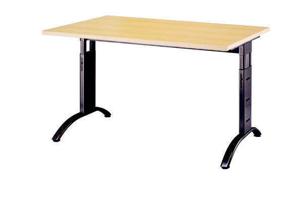 Schreibtisch gerade 120 cm, C-Fuß Gestell in Schwarz