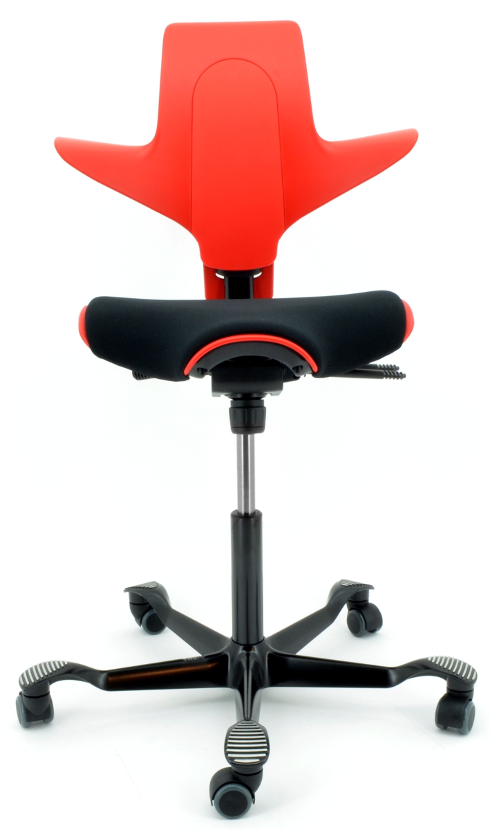 Drehstuhl Capisco Puls 8020 - rot / schwarz, inkl. Sitzflächenmatte - HAG