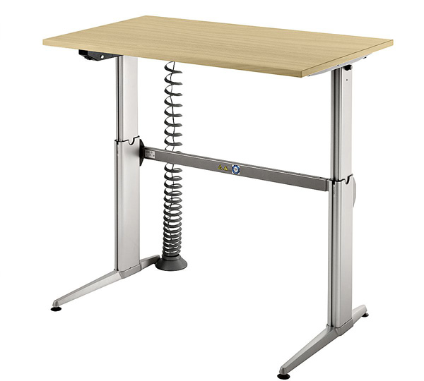 Schreibtisch gerade 120 cm, elektrisch höhenverstellbar, Designer-Tischfuß in Aluminium
