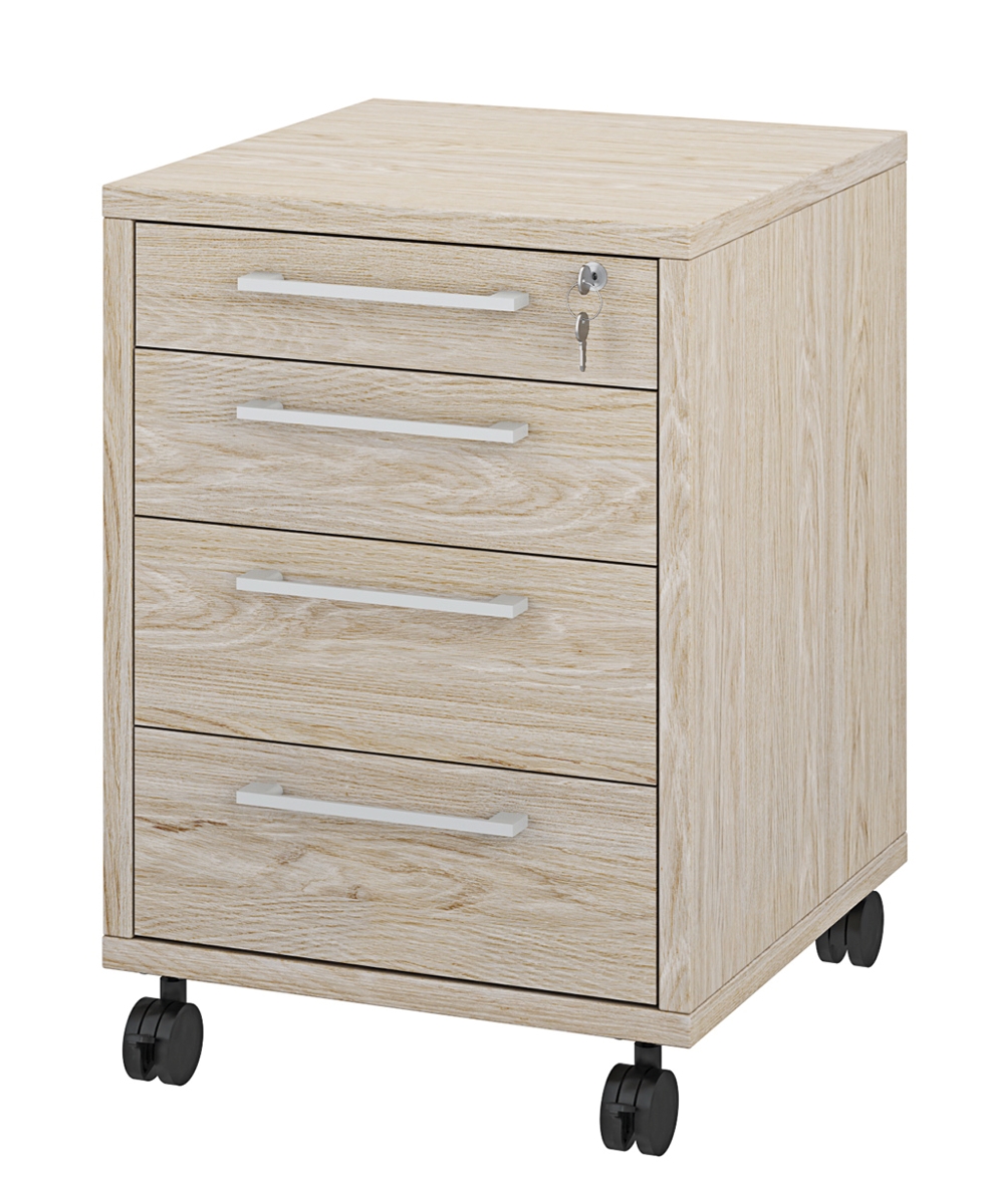 Rollcontainer - 4 Schubladen - Eiche Struktur