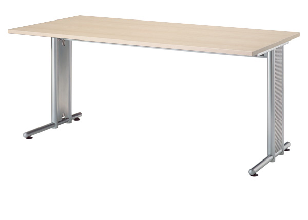 Schreibtisch gerade 160 cm, C-Fuß Gestell in Silber