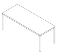 Schreibtisch 200 cm - Rechteckplatte mit 4-Fuß, Glas weiß/weiß