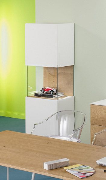 Vitrine Macy, inkl. LED Beleuchtung, weiß - Eiche, Reinhard