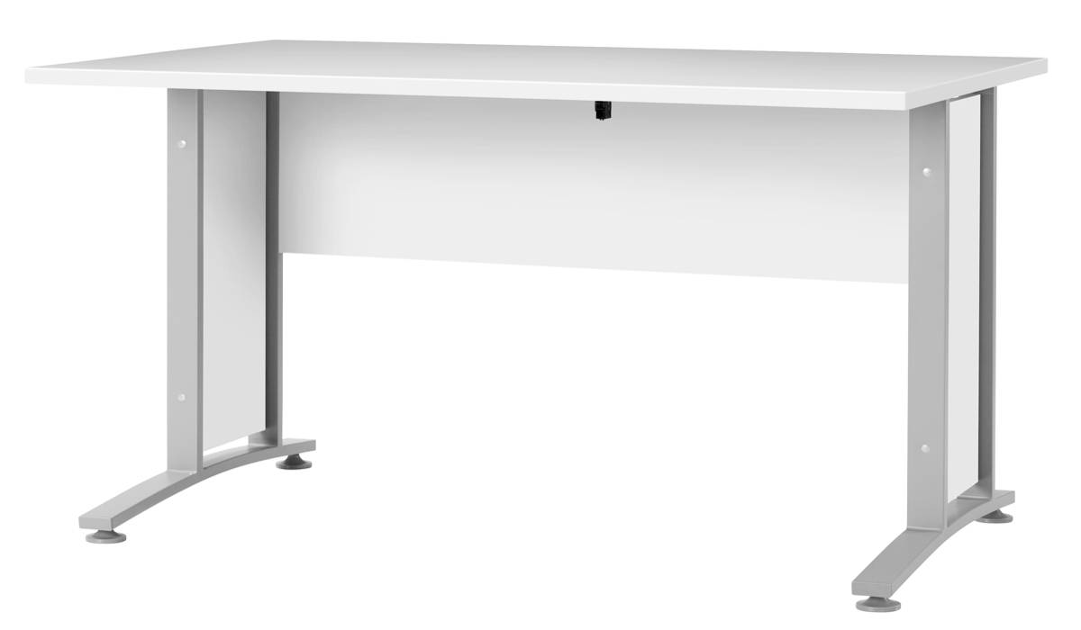 Schreibtischplatte 150 cm - Rechteckplatte mit Frontpaneel, weiss