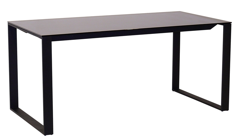 Schreibtisch 120 cm - Rechteckplatte mit Kufen, Glasplatte schwarz/schwarz
